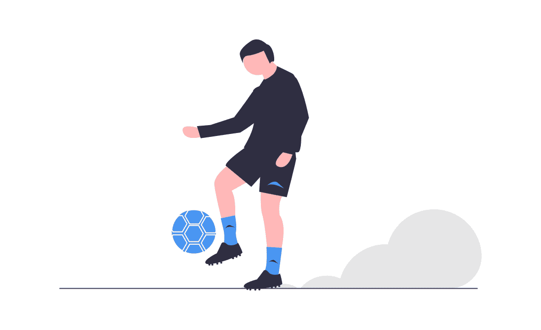 Zeichnung Jugendlicher Fußballspieler mit Ball